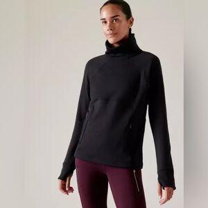 NWT Athleta Altitude Polartec Funnel Neck Black Sweatshirt Size XXS